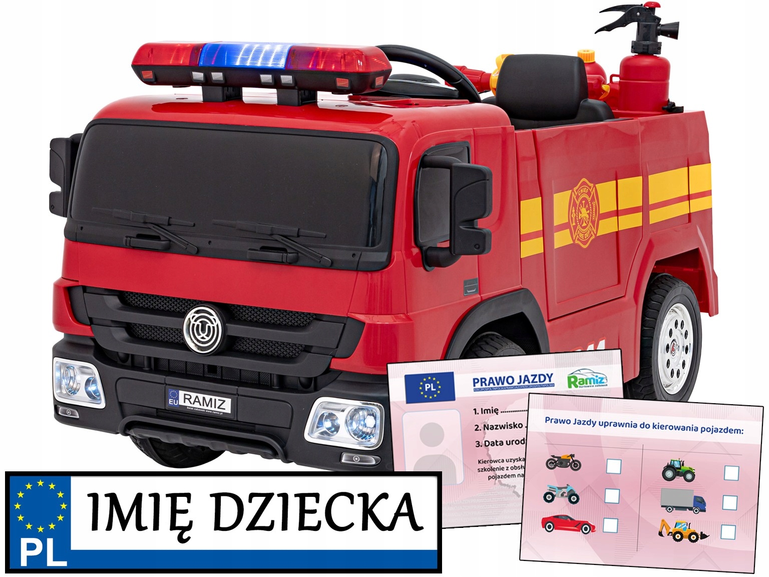 autko strażackie na akumulator Straż Pożarna pilot Akcesoria Strażaka