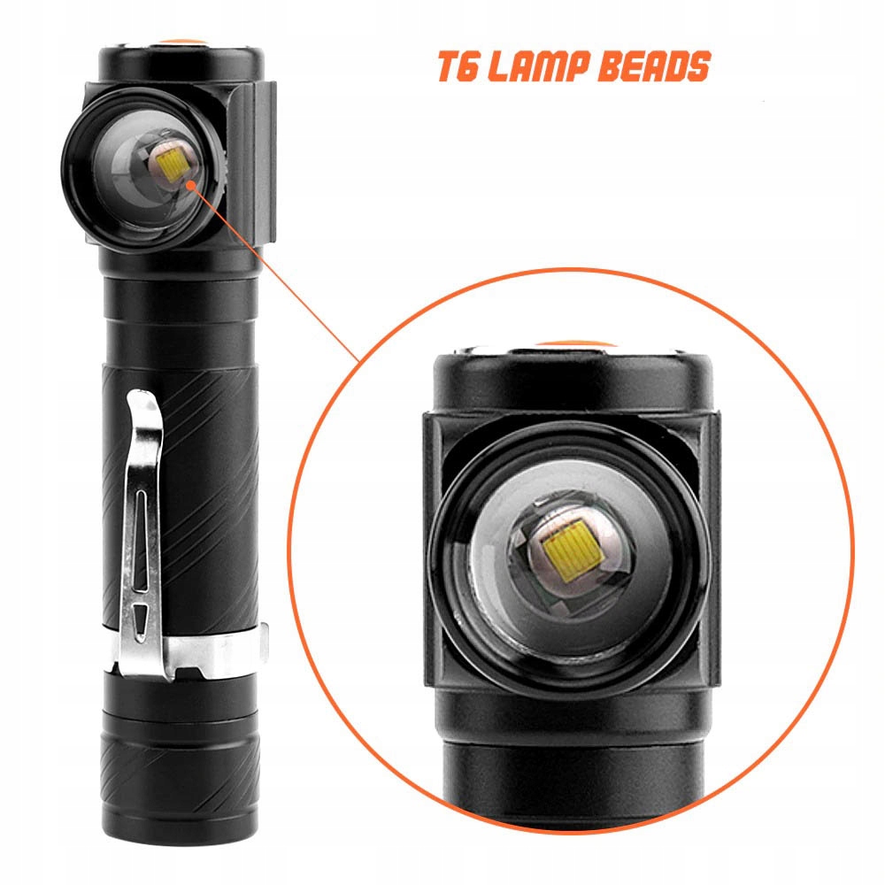 LATARKA CZOŁOWA KĄTOWA TAKTYCZNA USB CZOŁÓWKA ZOOM USB LC9 Źródło światła LED