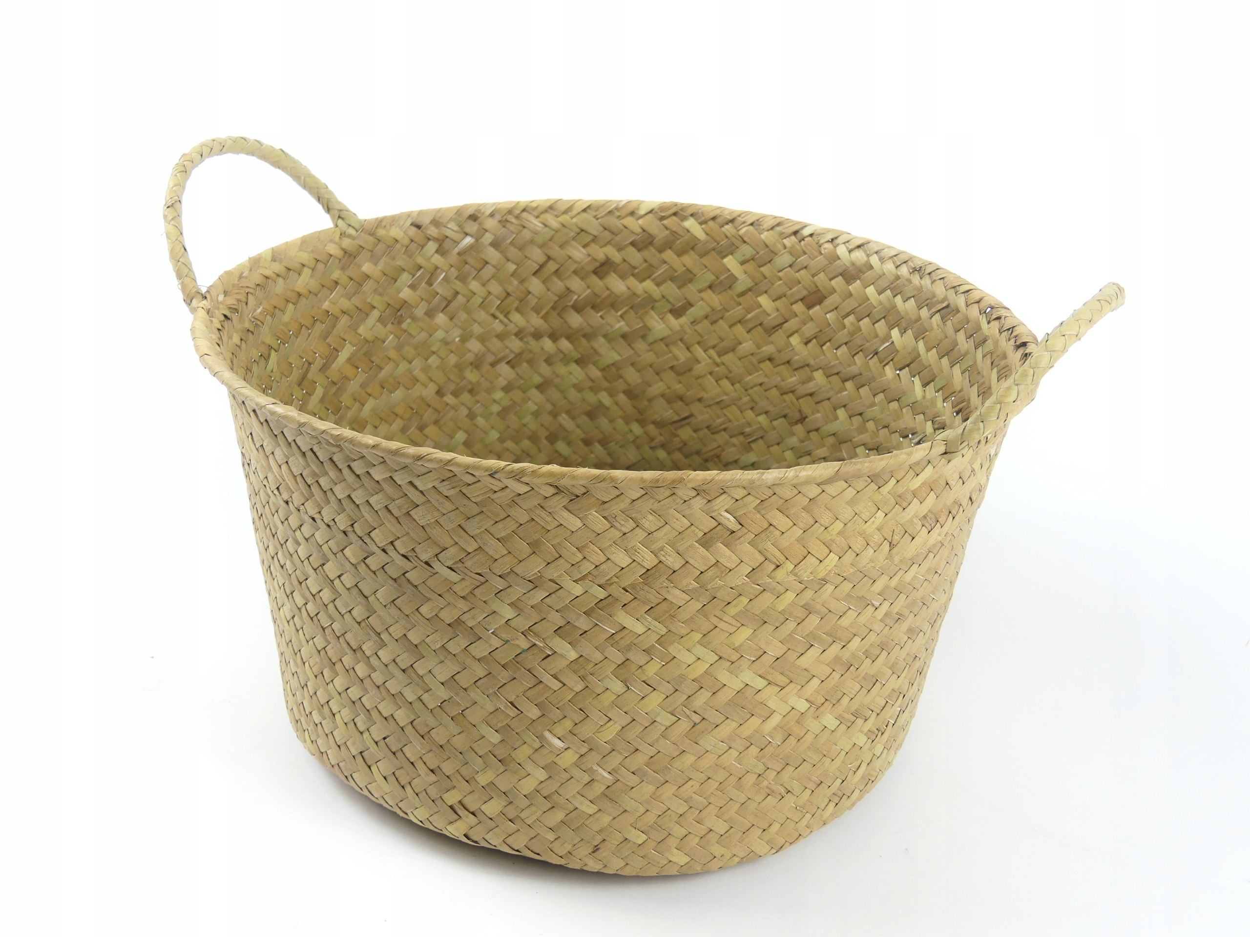 

Kosz Pleciony Z Trawy Morskiej Uchwyty Boho Scandi