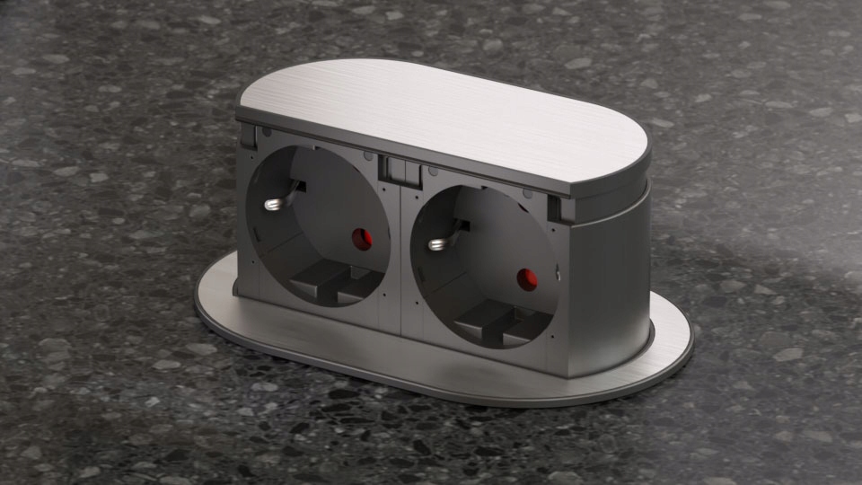 Zásuvka Piccolino nerezová oceľ Hpf, montážne dosky a vodotesnosť IP44