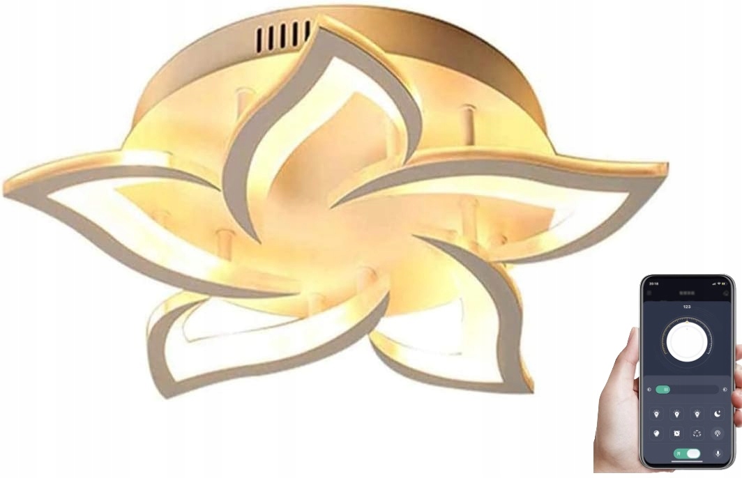 ŻYRANDOL LAMPA SUFITOWA LED 50W KWIAT LOTOSU + Pilot + Apka