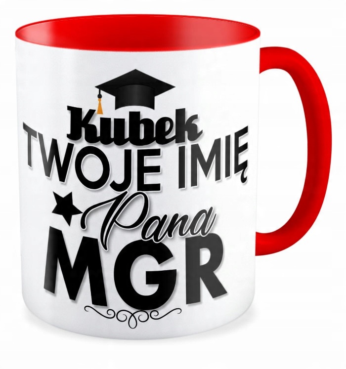 

Kubek czerwony prezent Student Magister Twoje Imię