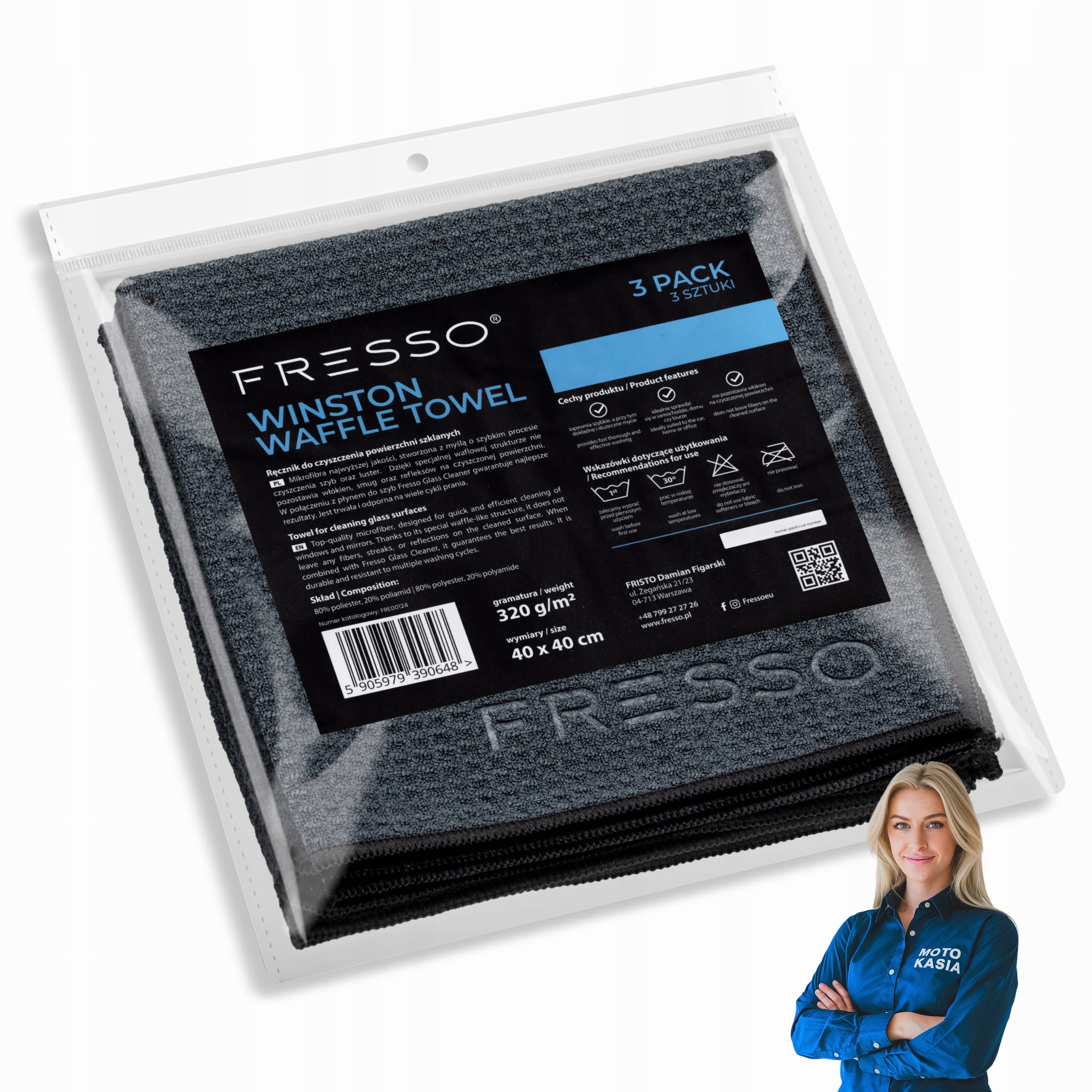 Fresso Winston Waffle Towel 3-Pack Mikrofibra Waflowa 40x40cm Do Szyb