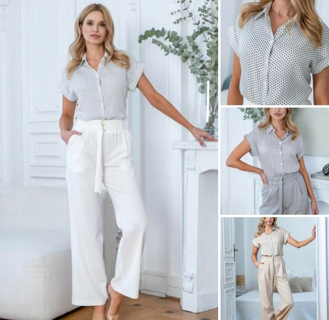 Košilová halenka Modrá s puntíky Viskóza 0864 Lalous vel. M