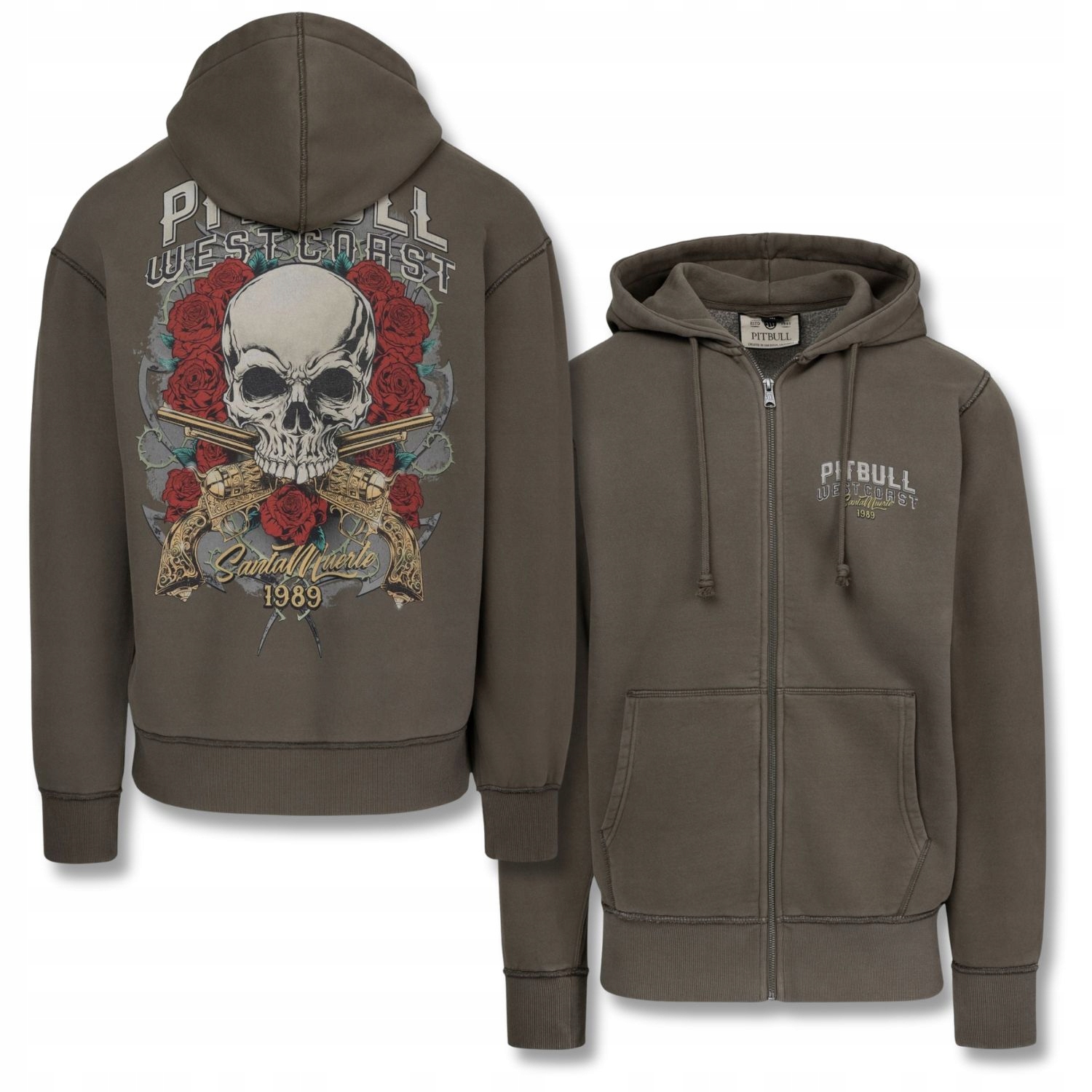 Pánská Rozepínací Mikina s kapucí Pitbull Washed Santa Muerte Volná