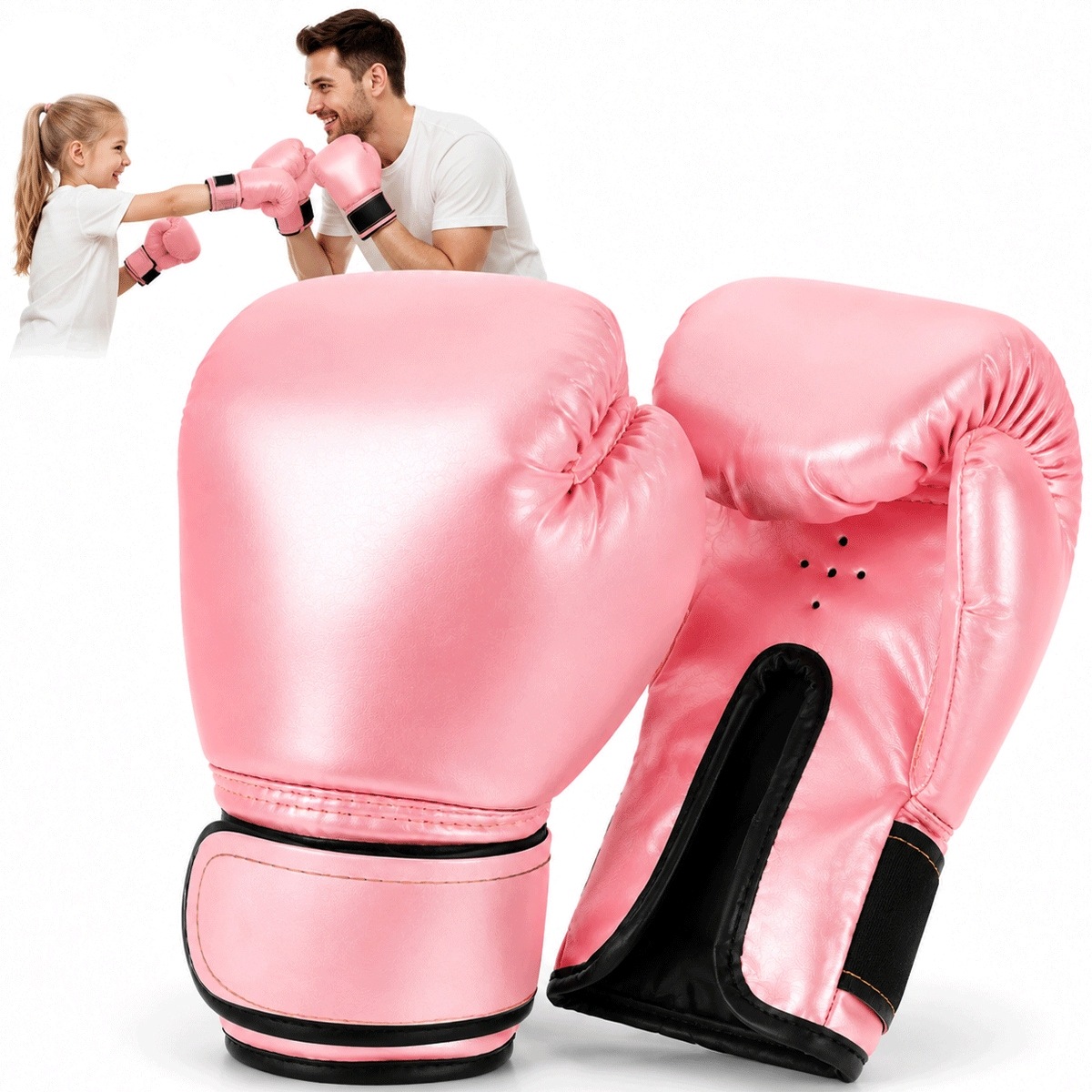 Rękawice bokserskie różowe 6 Oz, elastyczne do kickboxingu