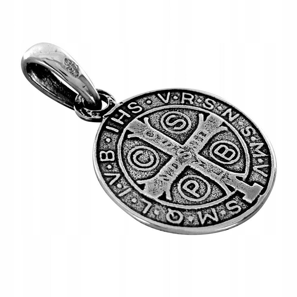 SREBRNY MEDALIK ŚWIĘTY BENEDYKT OKRĄGŁY PRÓBA 925 Marka Medalikowo