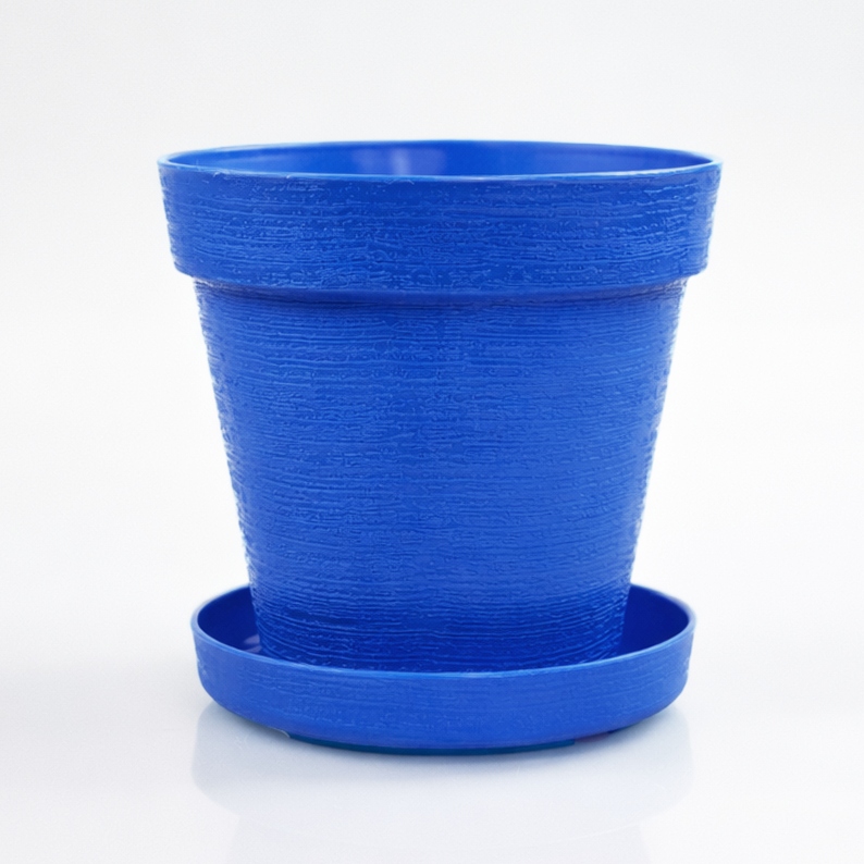 Doniczka LOFT 12 cm + Dopasowana Podstawka, Stylowy Zestaw EKO, NIEBIESKI 1
