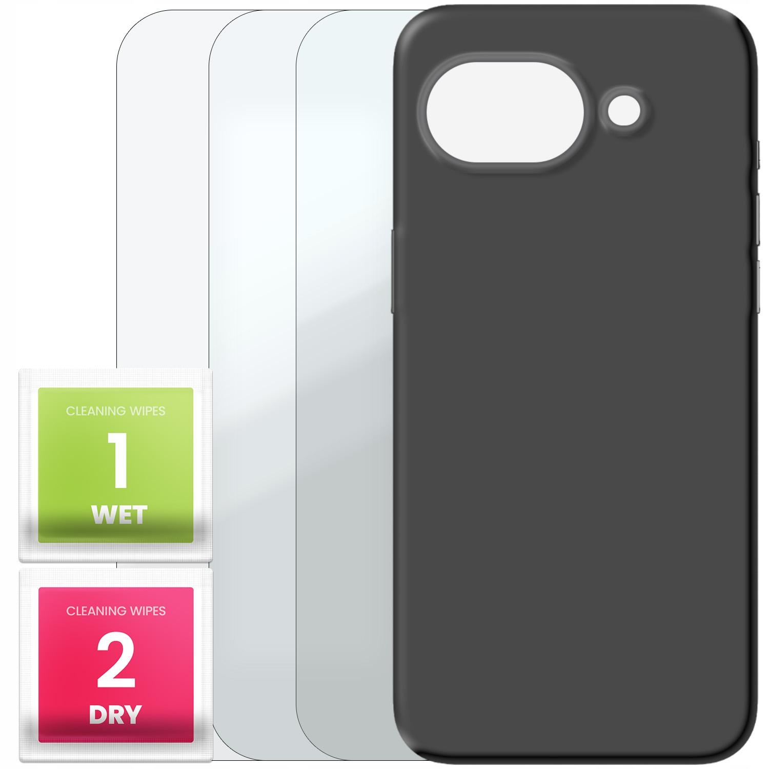 Etui 3x Szkło Hartowane Do Google Pixel 10a (Czarne, Płaskie, Zestaw, 9H)