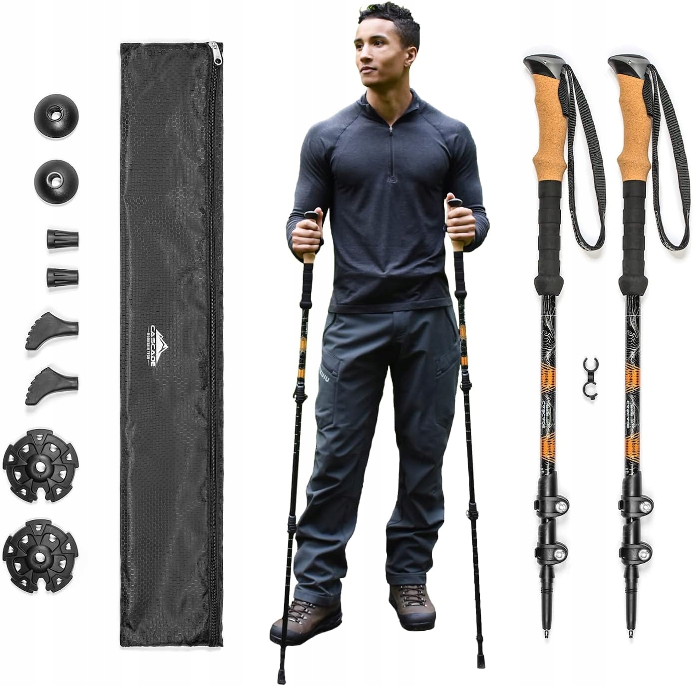 Kijki Trekkingowe Aluminiowe Regulowane Z Uchwytem Korkowym