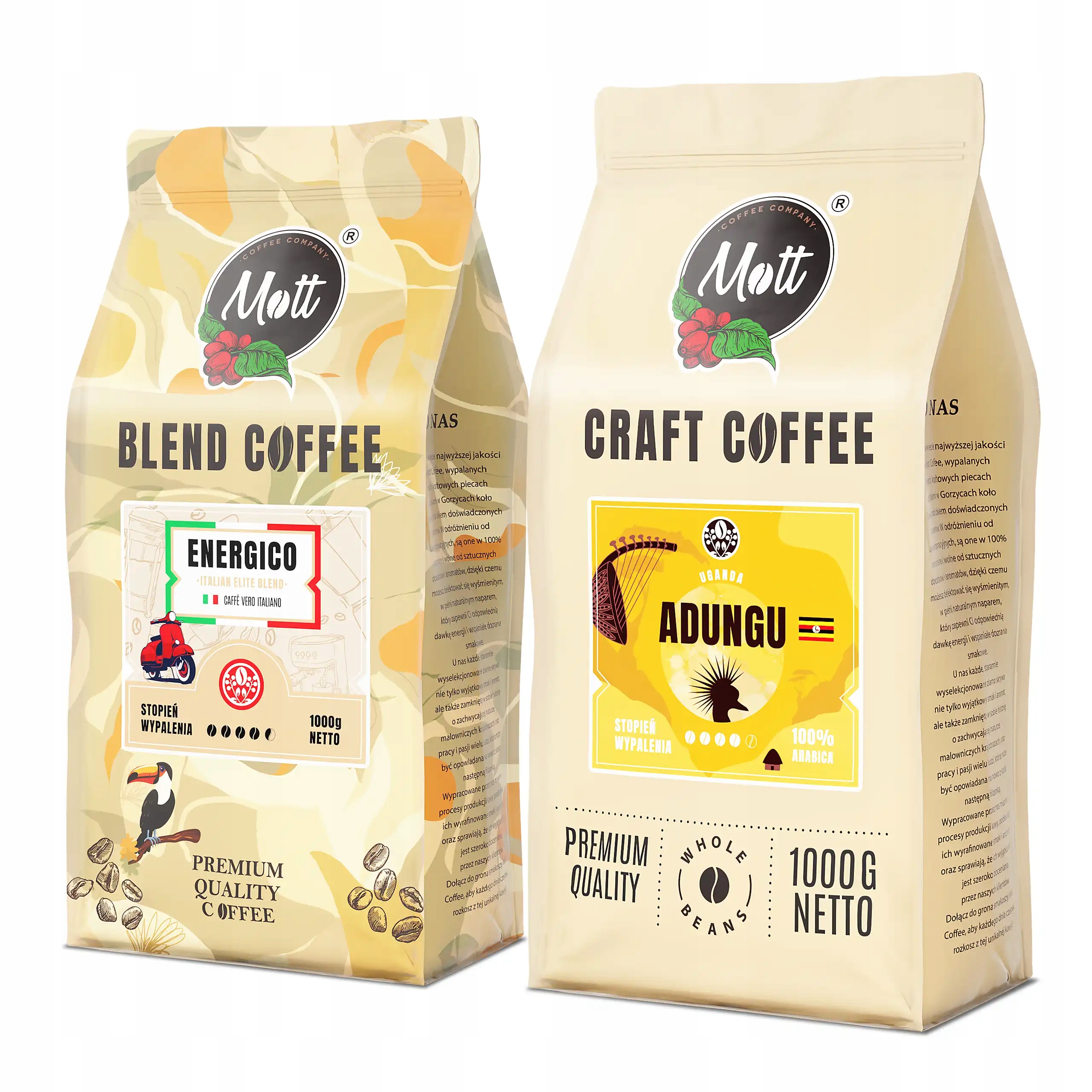 Levně Káva Zrnková 2kg Sada Itálie Uganda 100% Arabica Čerstvě Pražená