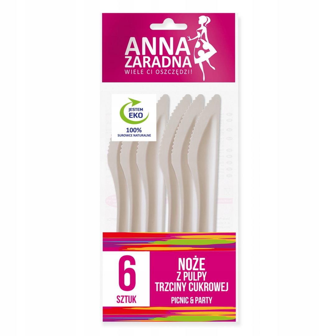 

Az Noże z pulpy trzciny cukrowej 6szt