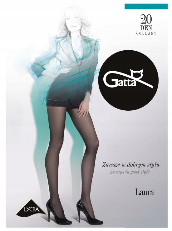Klasyczne Rajstopy lycra Rajstopy Gatta Laura 20 den NERO czarne r.5-XL + N Nazwa koloru producenta Nero
