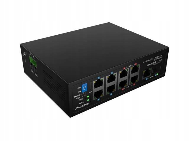 Switch przemysłowy Lanberg ILFE-8P-1GE-1S-120 PoE++ 120W Din Sfp