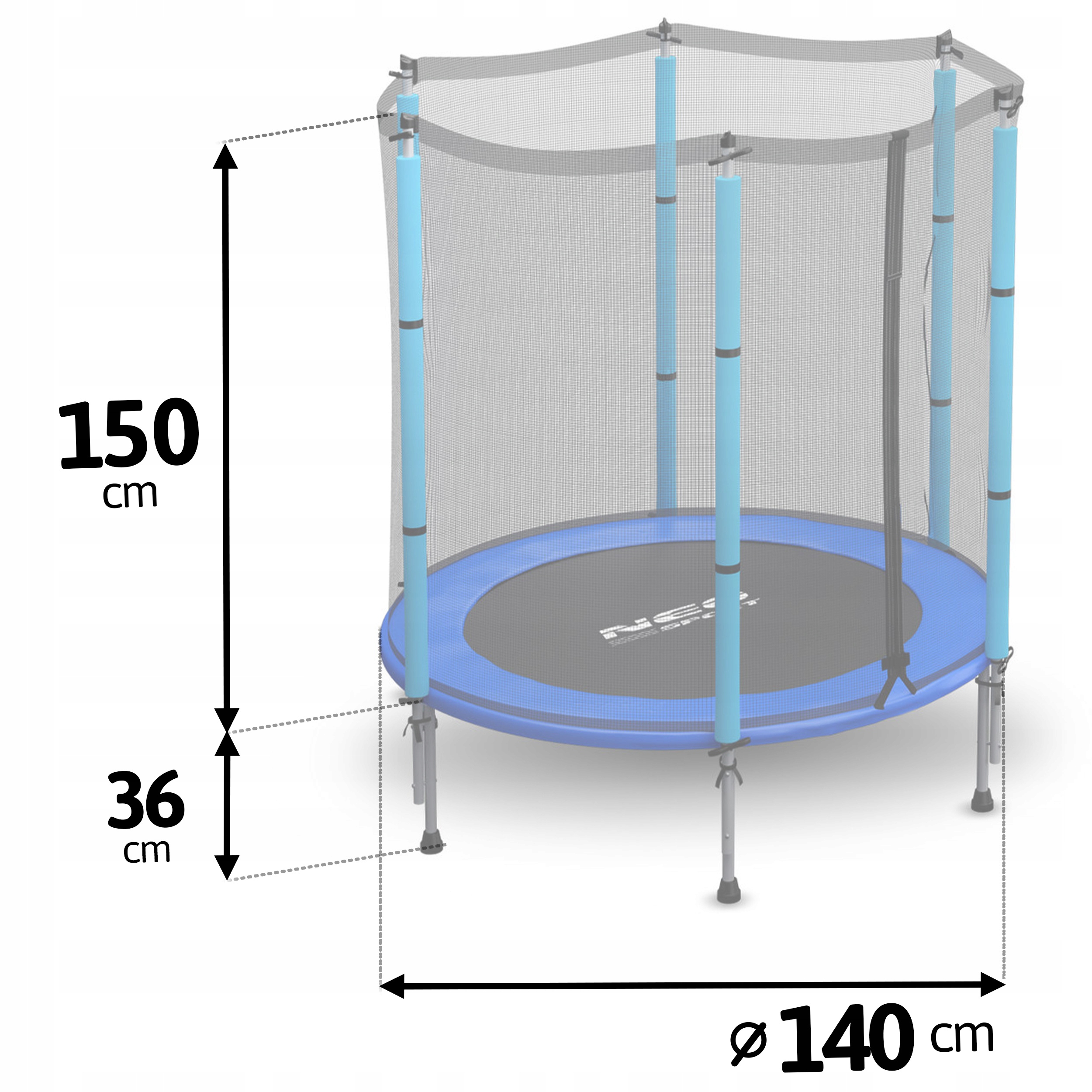 TRAMPOLINA Z SIATKĄ 140cm NEOSPORT DLA DZIECKA Rozmiar (ft) 4,5 (140 cm)