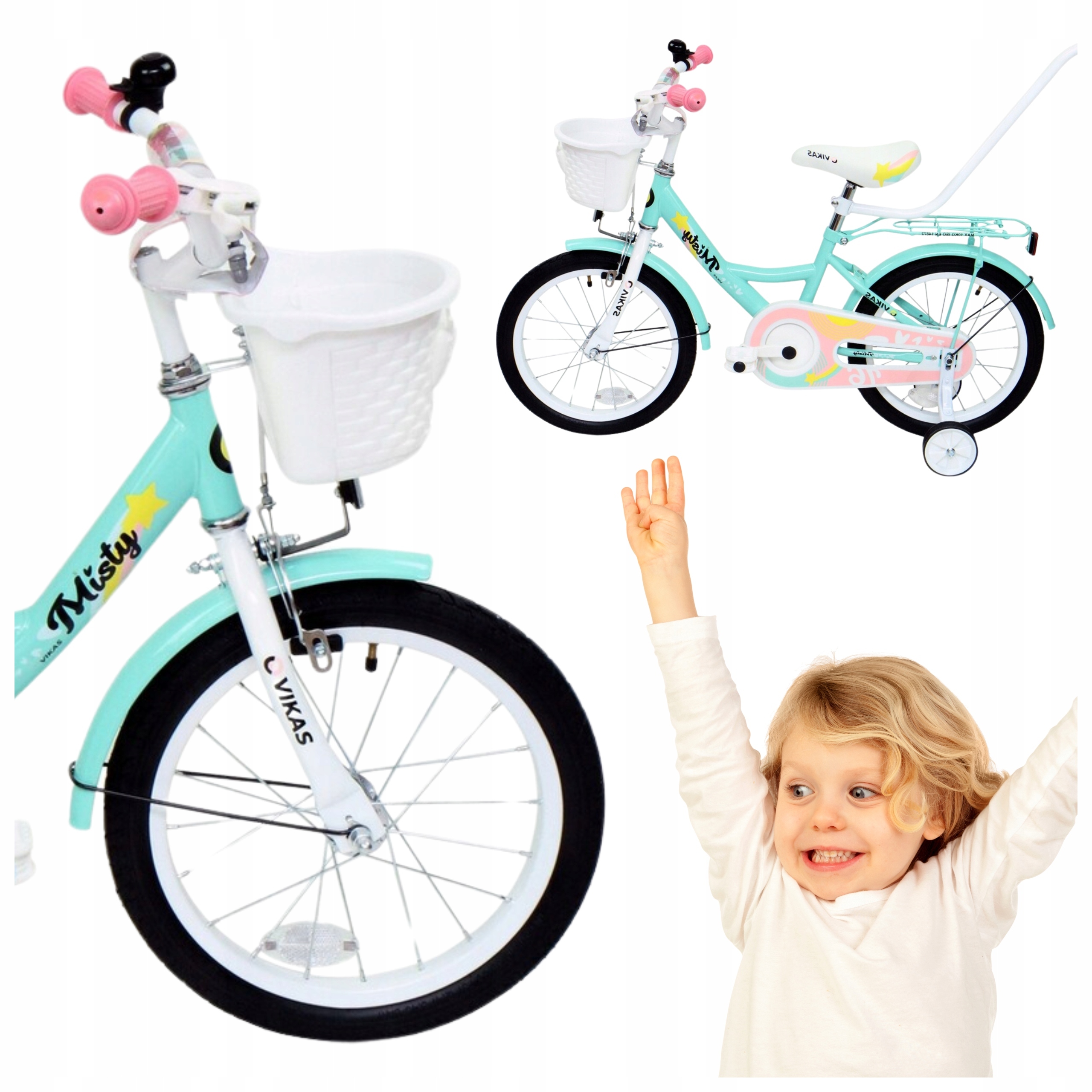 ROWER DZIECIĘCY ROWEREK 16 cali DLA DZIEWCZYNKI KOSZYK + PROWADNIK GRATIS