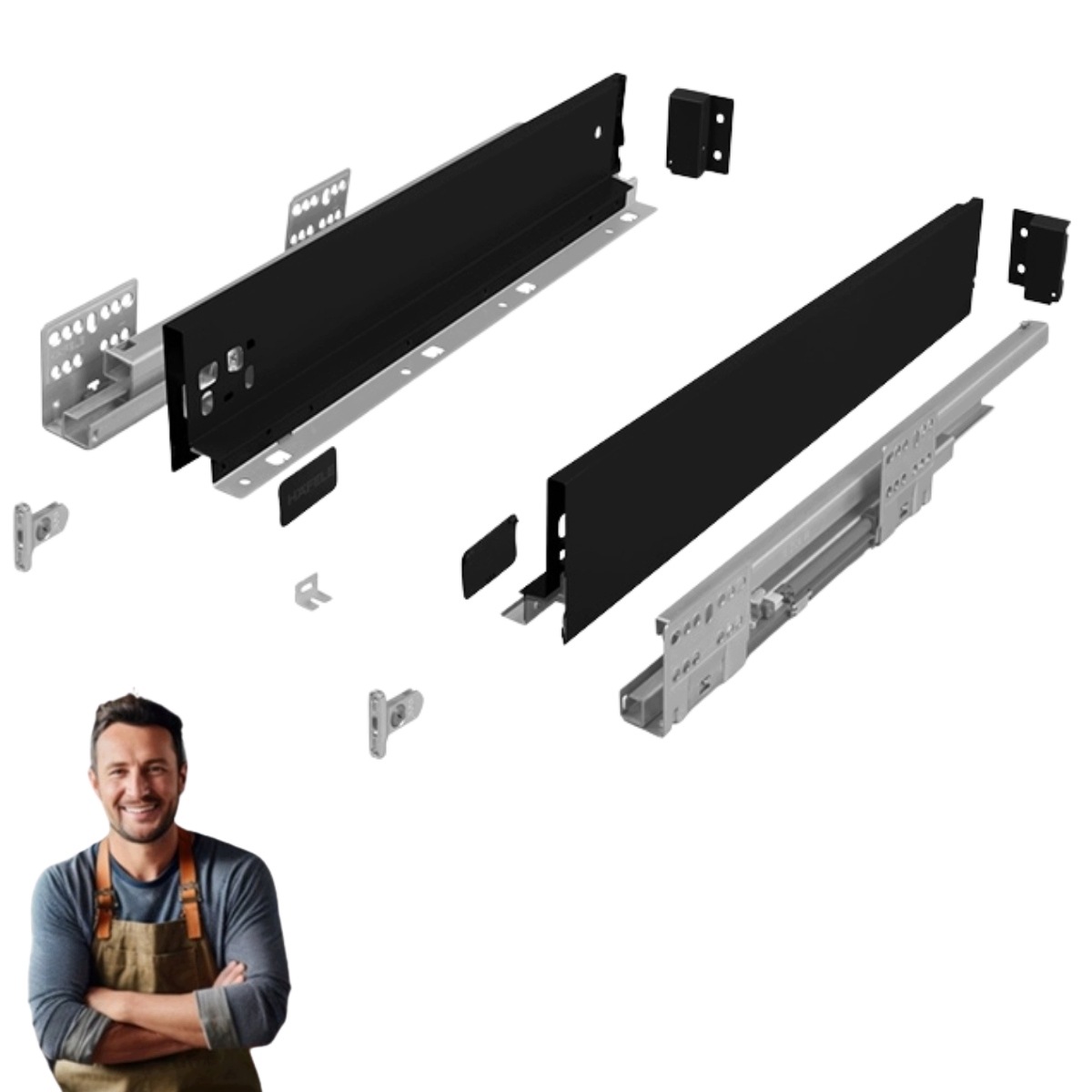 Šuplík Hafele Matrix Slim 450 mm H-84 35 kg 514.11.304 Tenká černá