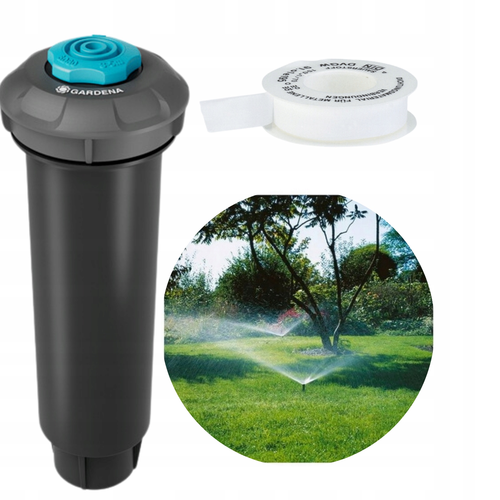 Zraszacz wynurzalny Gardena SD80-SS 8243-20 + Taśma uszczelniająca PTFE
