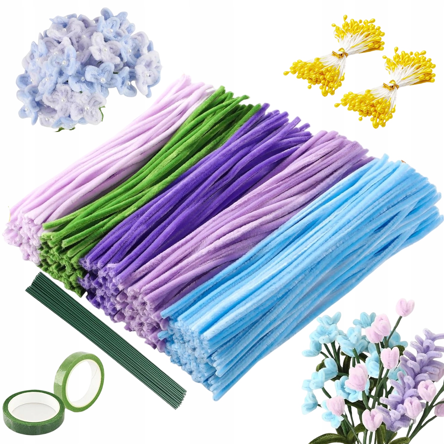 Kreativní Drátky Floristické 500KS Barevné Pro Rukodělné Aktivity Fialové