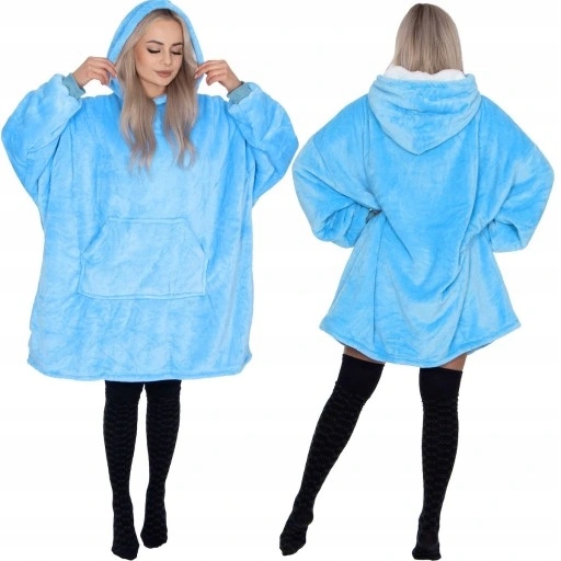 CIEPŁA BLUZA OVERSIZE 2W1 DŁUGA KOCOBLUZA KOCOSZLAFROK CIEPŁY KOC FUTRZAK Liczba kieszeni 1