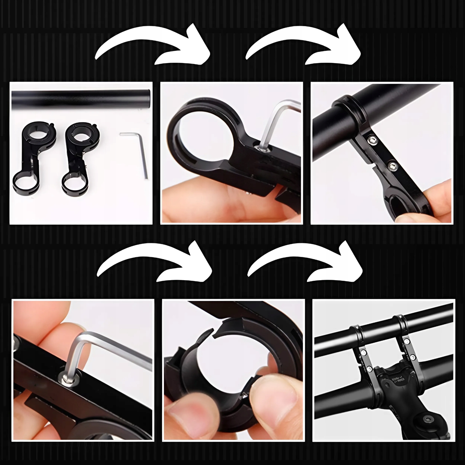 ALUMINIOWY UCHWYT ROWEROWY NA KIEROWNICĘ ROWER PRZEDŁUŻENIE KIEROWNICY Waga produktu z opakowaniem jednostkowym 0.1 kg