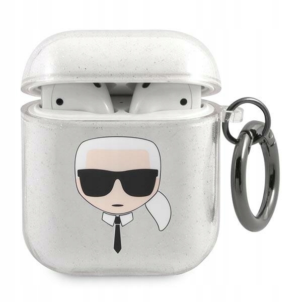 Etui Case Obudowa Do Airpods 1/2 Karl Lagerfeld Cover Silver Glitter