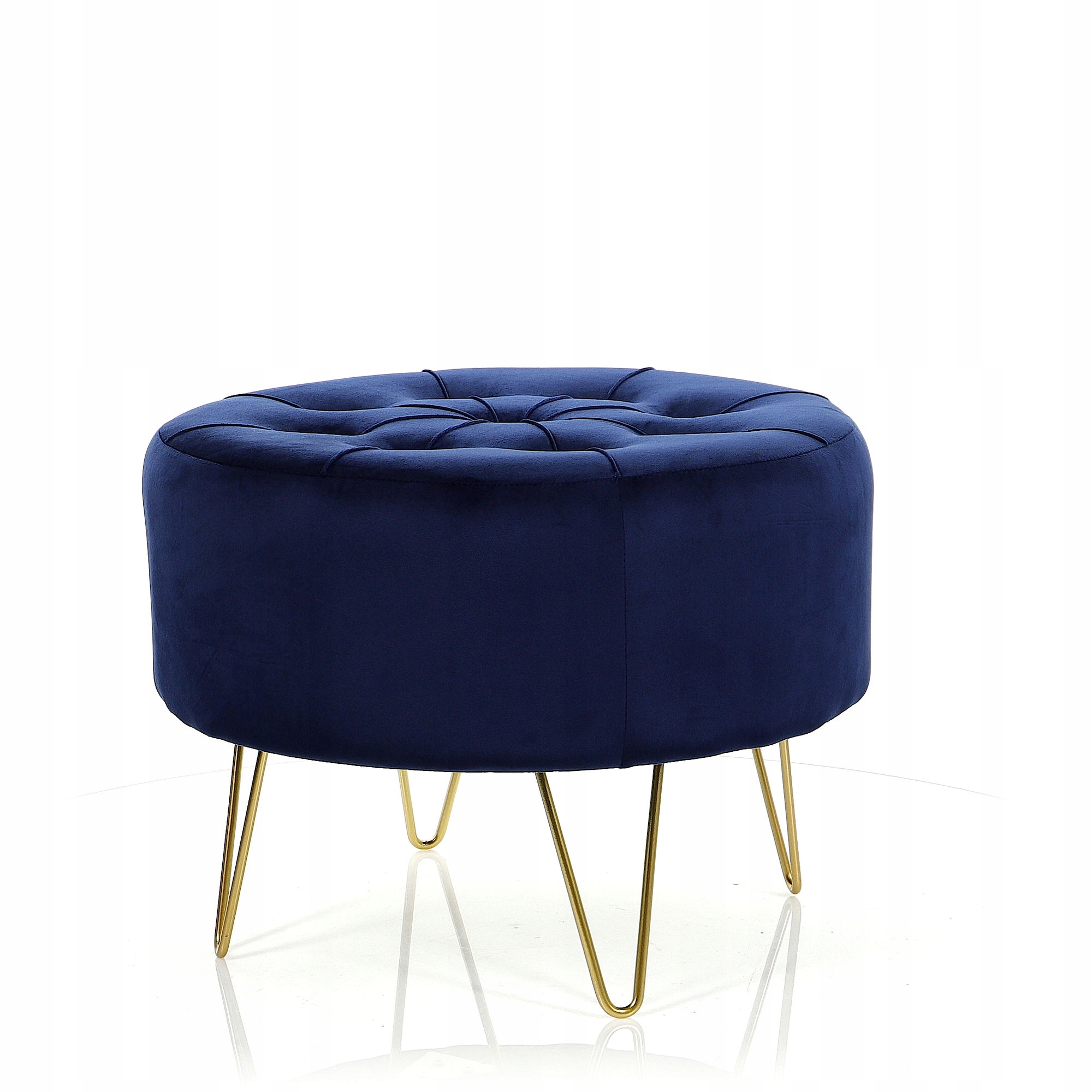 Pufa Welurowa Złota Granatowa Welur podnóżek 43cm Wysokość mebla 43 cm