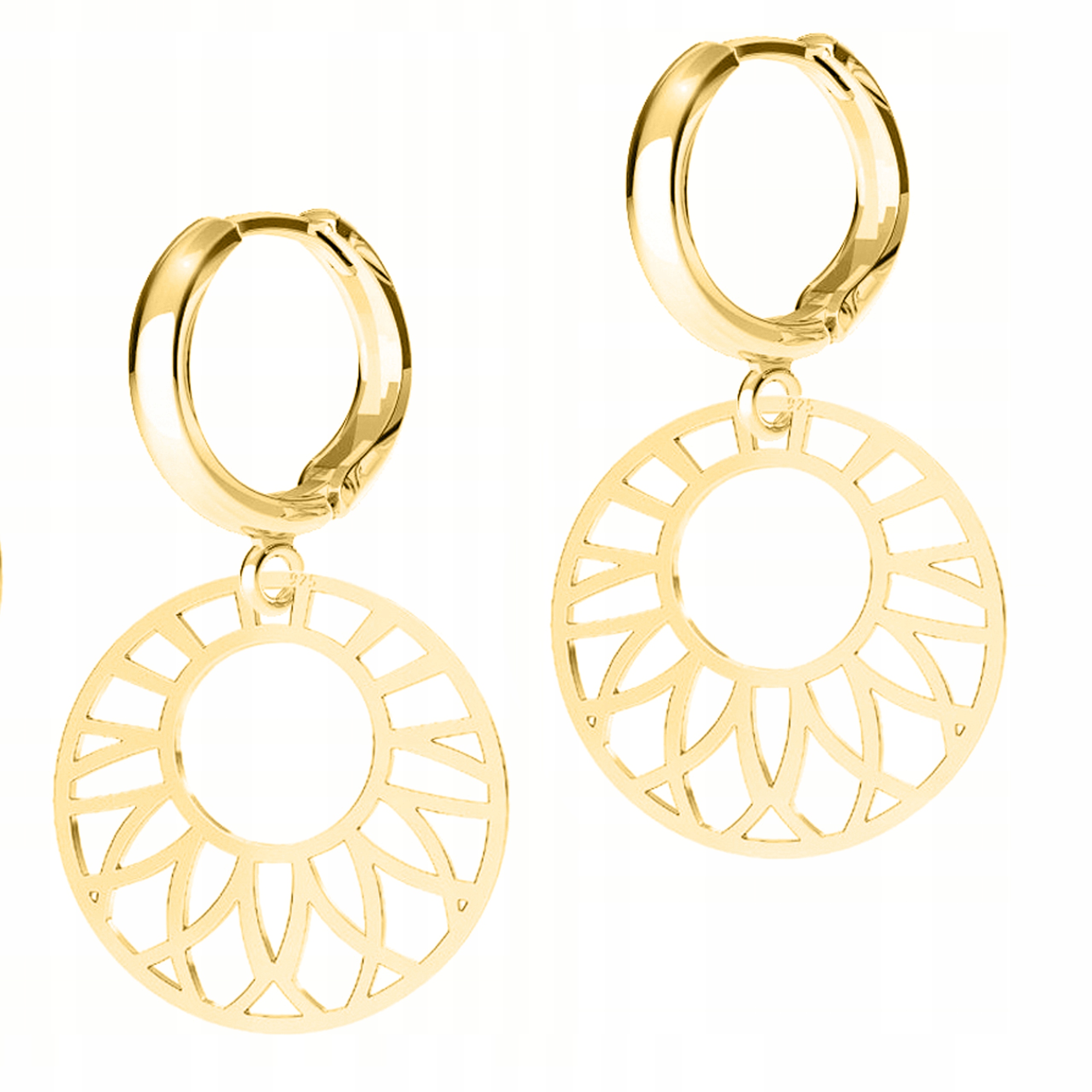 Zlaté Náušnice Ažurový kruh Kolečko Plech Rozeta Rozety Stříbro 925