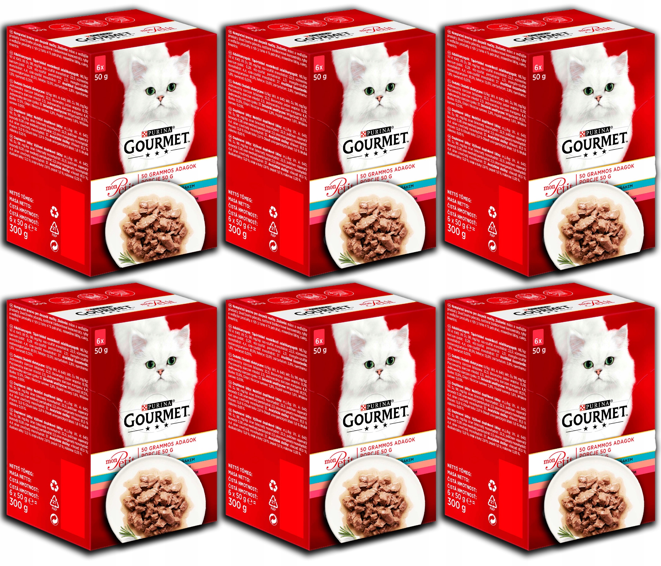 Levně mokré krmivo pro kočky Gourmet Mon Petit tuňák losos pstruh 6x50 g