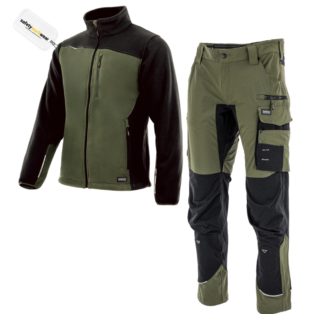 Elastické pracovní oblečení khaki kalhoty softshell Polar teplé Stretch 48