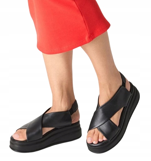 Tamaris Černé Sandály Na Platformě Z Přírodní Kůže 40 T7A