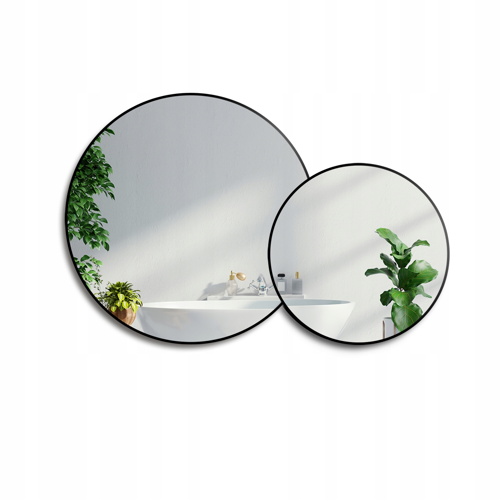 Sada kulatých zrcadel Dotti v černém rámu Mdf Slim Fi 110 Fi 79 cm