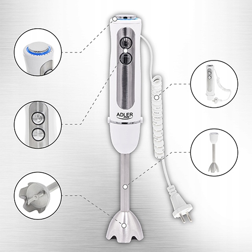 Blender ręczny AD 4625 850W 5 prędkości Turbo biały