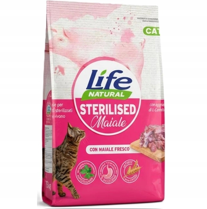 Levně Life Cat Krmivo pro kočky Sterilizované vepřové maso 7,5 kg