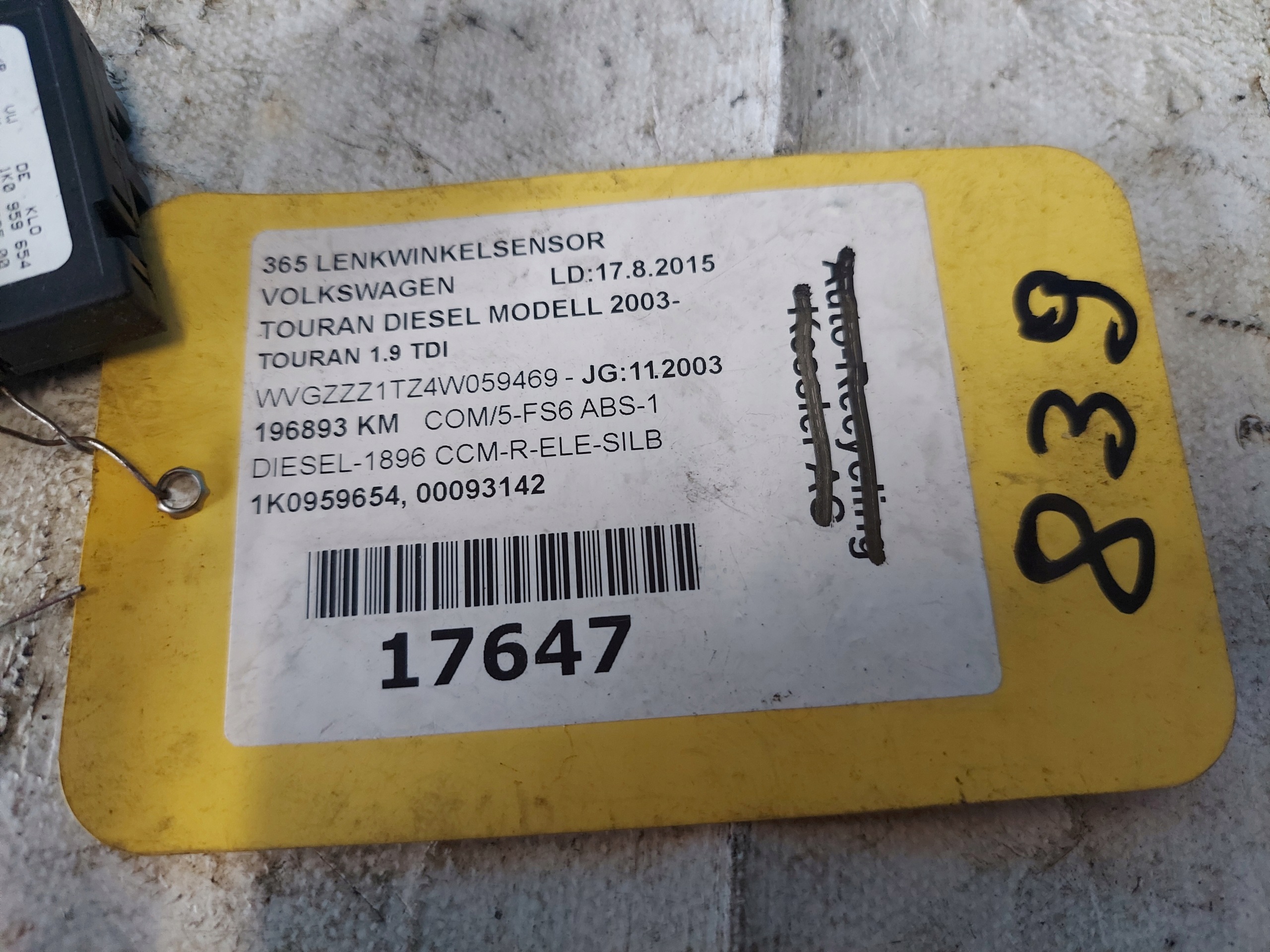 VW TOURAN 1K0959654 module sensor KATA steering