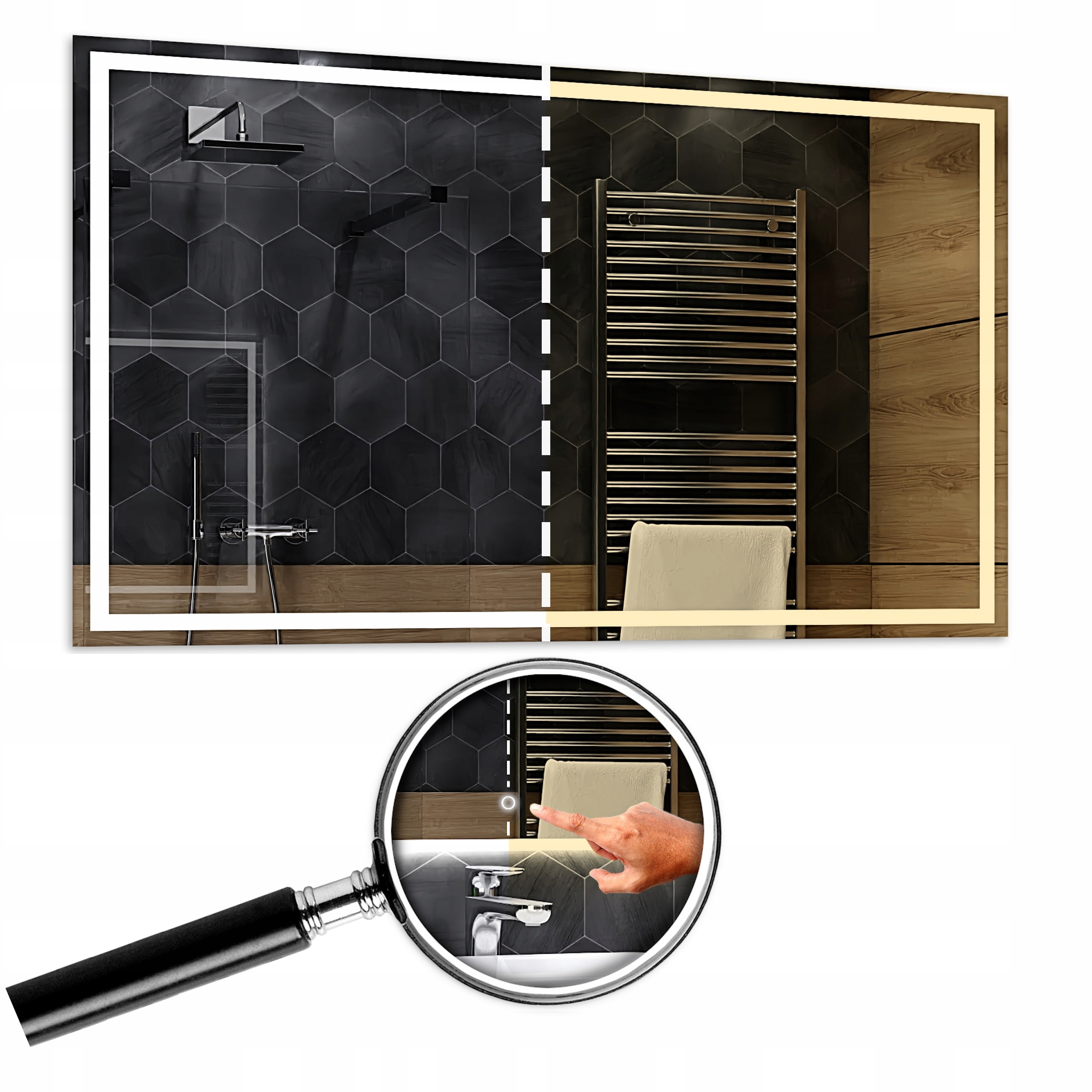 Zrcadlo Atlanta Dual Led 150x90 cm s dotykovým vypínačem