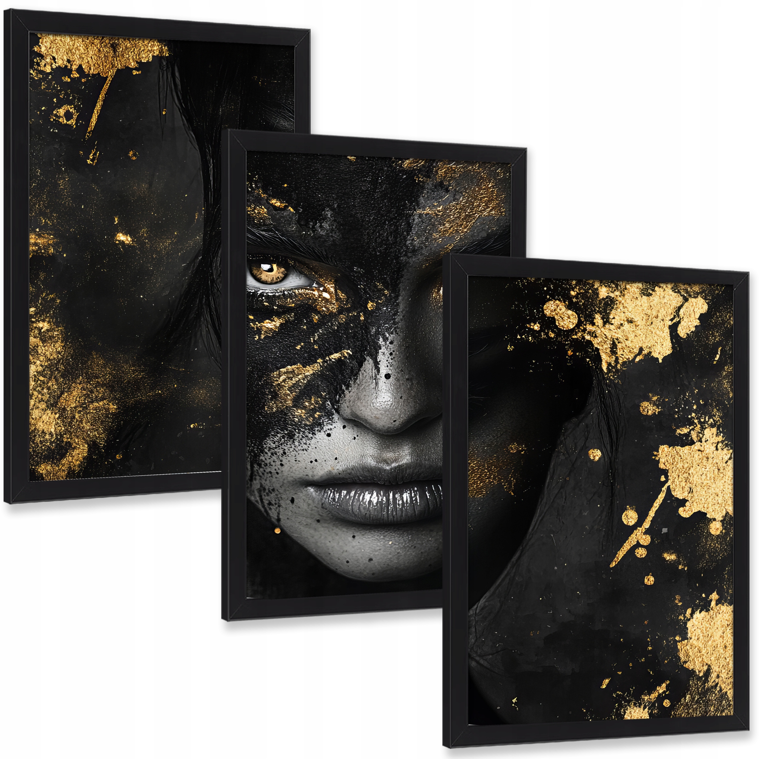 Sada tří obrazů Zlatá žena glamour triptych 3 kusy 30x20 cm
