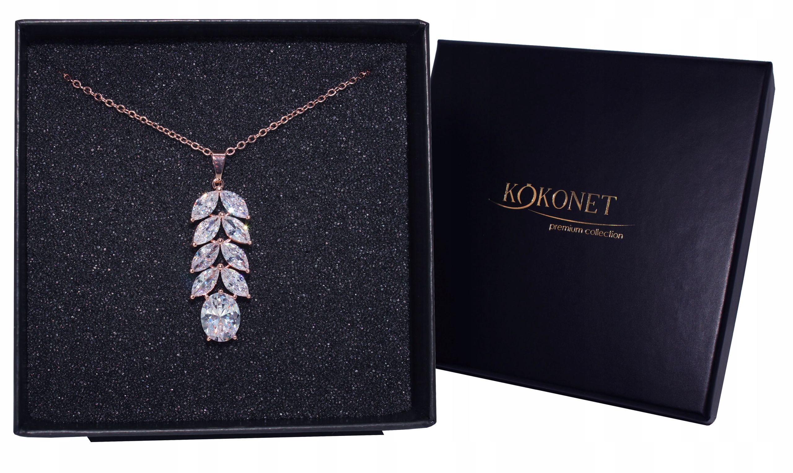 Naszyjnik rose Różowe Złoto roślinny błyszczący