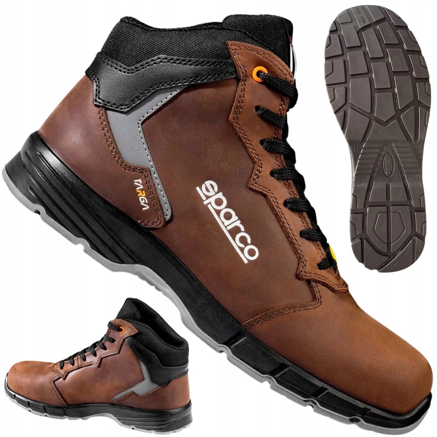 Buty robocze męskie skórzane Bhp S3 brązowe Sparco Targa-H Vic S3S 46