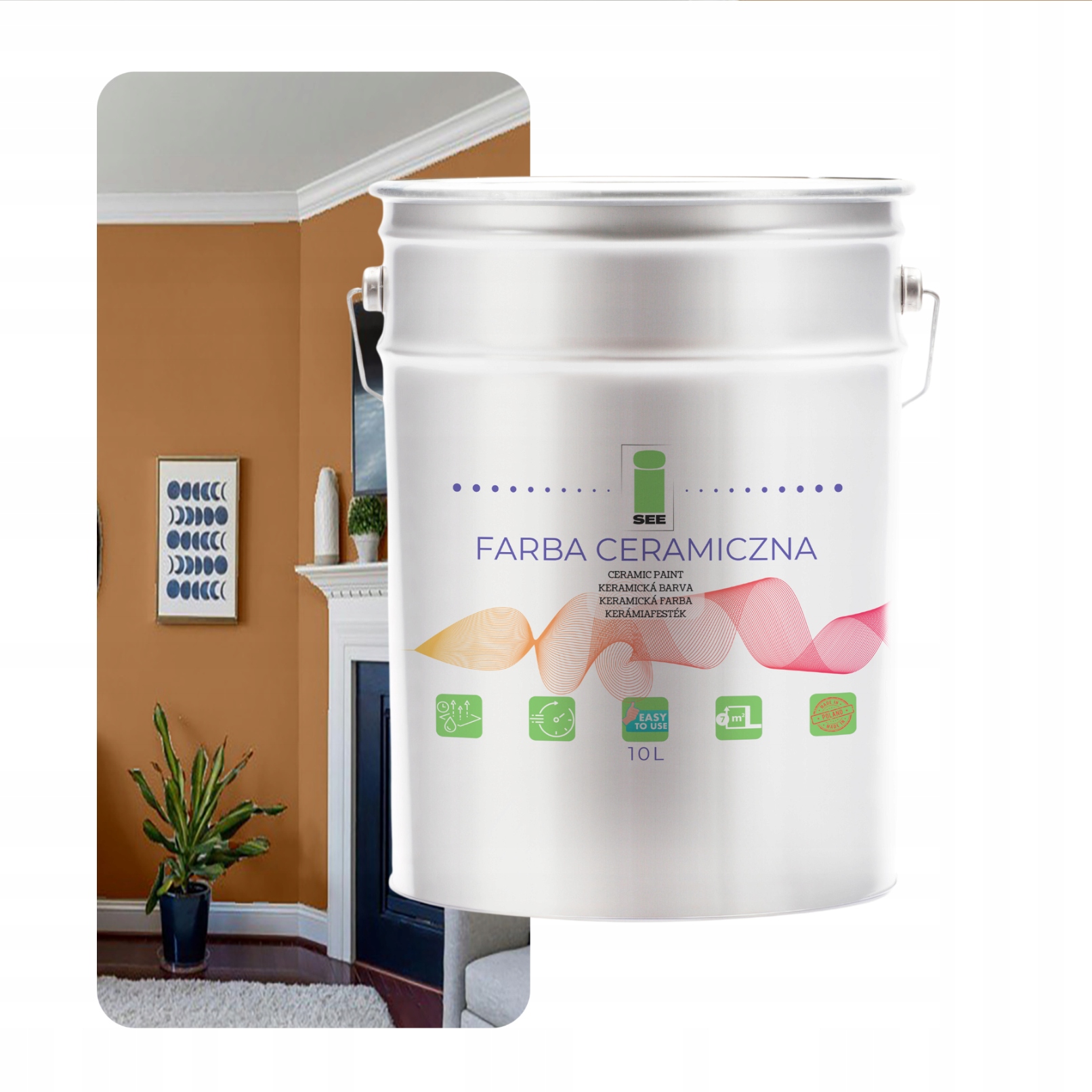 Umývateľná Keramická Farba Na Stenu Béžová Hnedá 10 L Bez Zápachu