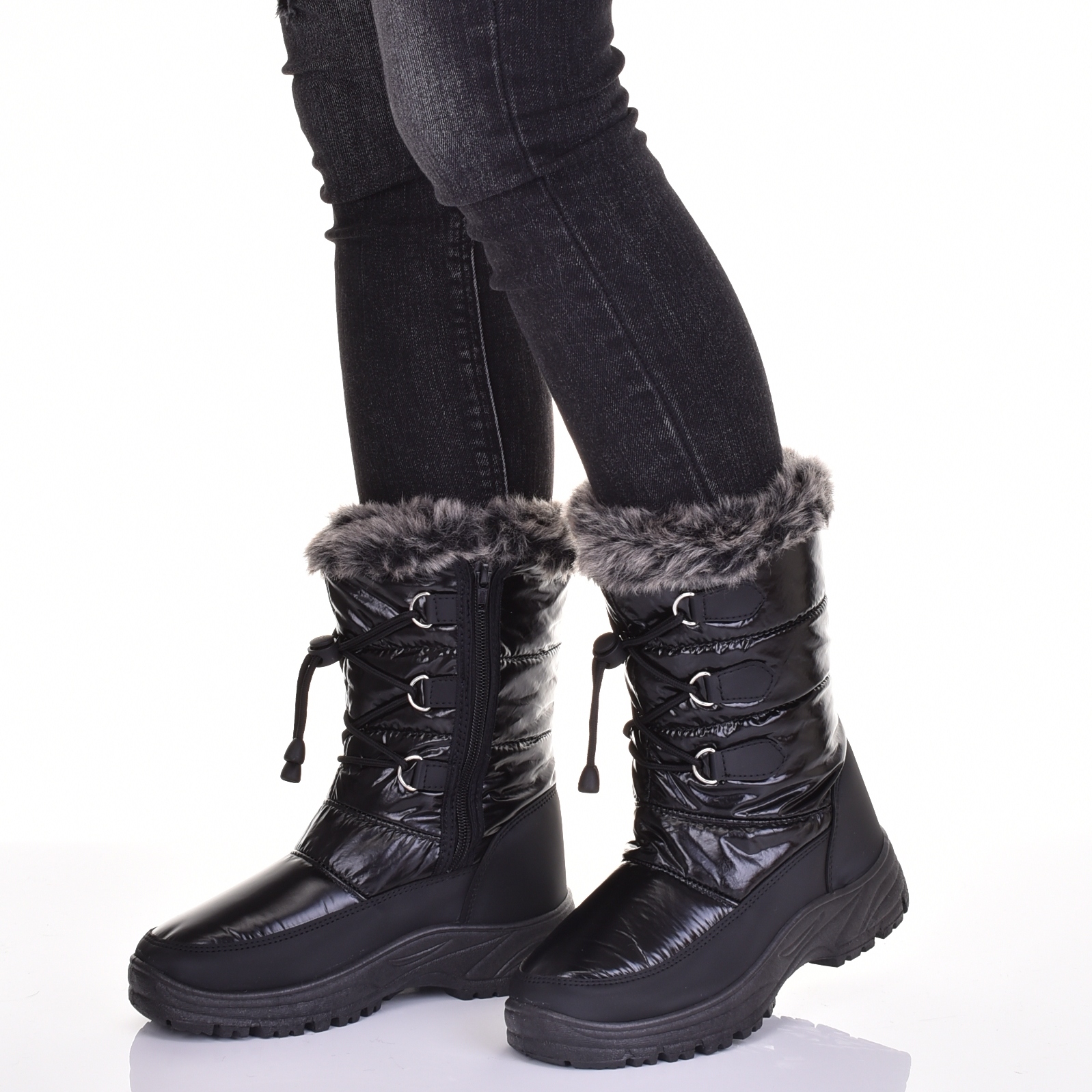 MOCNO OCIEPLANE BUTY ZIMOWE DAMSKIE ŚNIEGOWCE WSUWANE NA ŚCIĄGACZ Marka inna