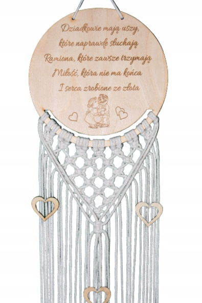 Lapač snů Den Prarodičů makramé srdíčka