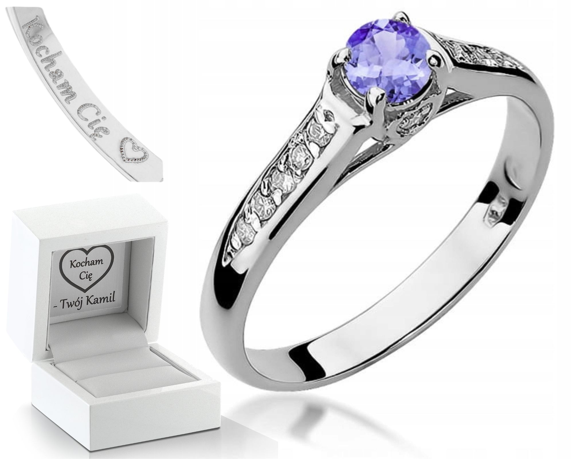 Moderní Prstýnek Z Bílého Zlata S Fialovým Tanzanitem 585 Zlato
