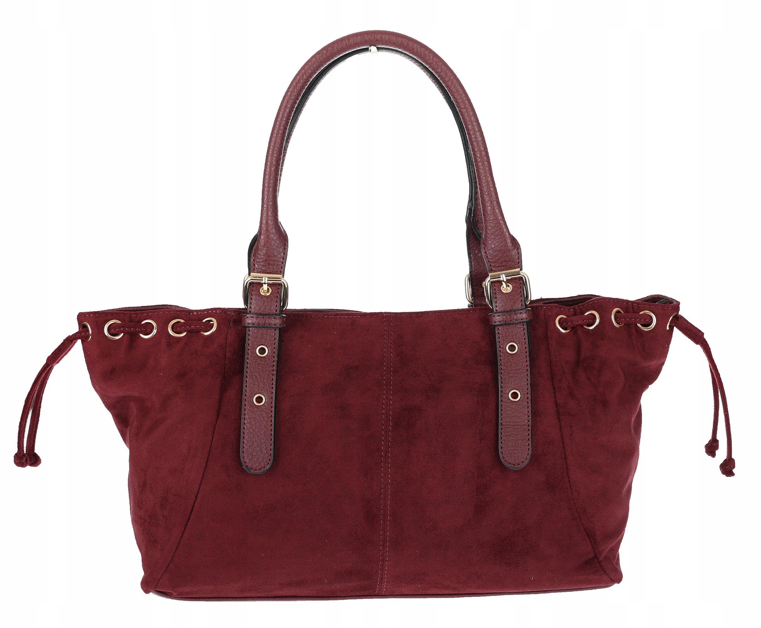 Dámská kabelka Semišová Shopper Kufřík Prostorná Elegantní AM47 Bordó