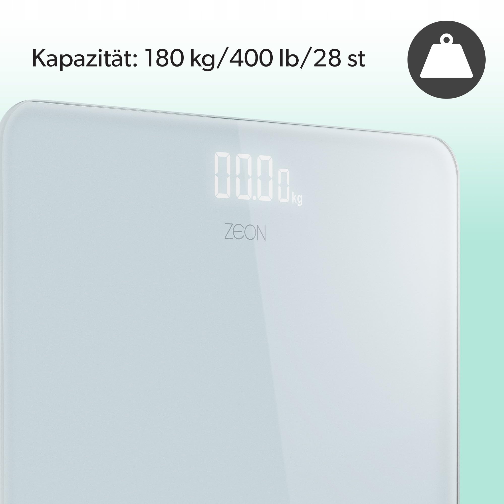 ZEON Waga Elektroniczna Szklana Precyzyjna Biała Do Pomiaru Wagi Ciała — miniatura 3