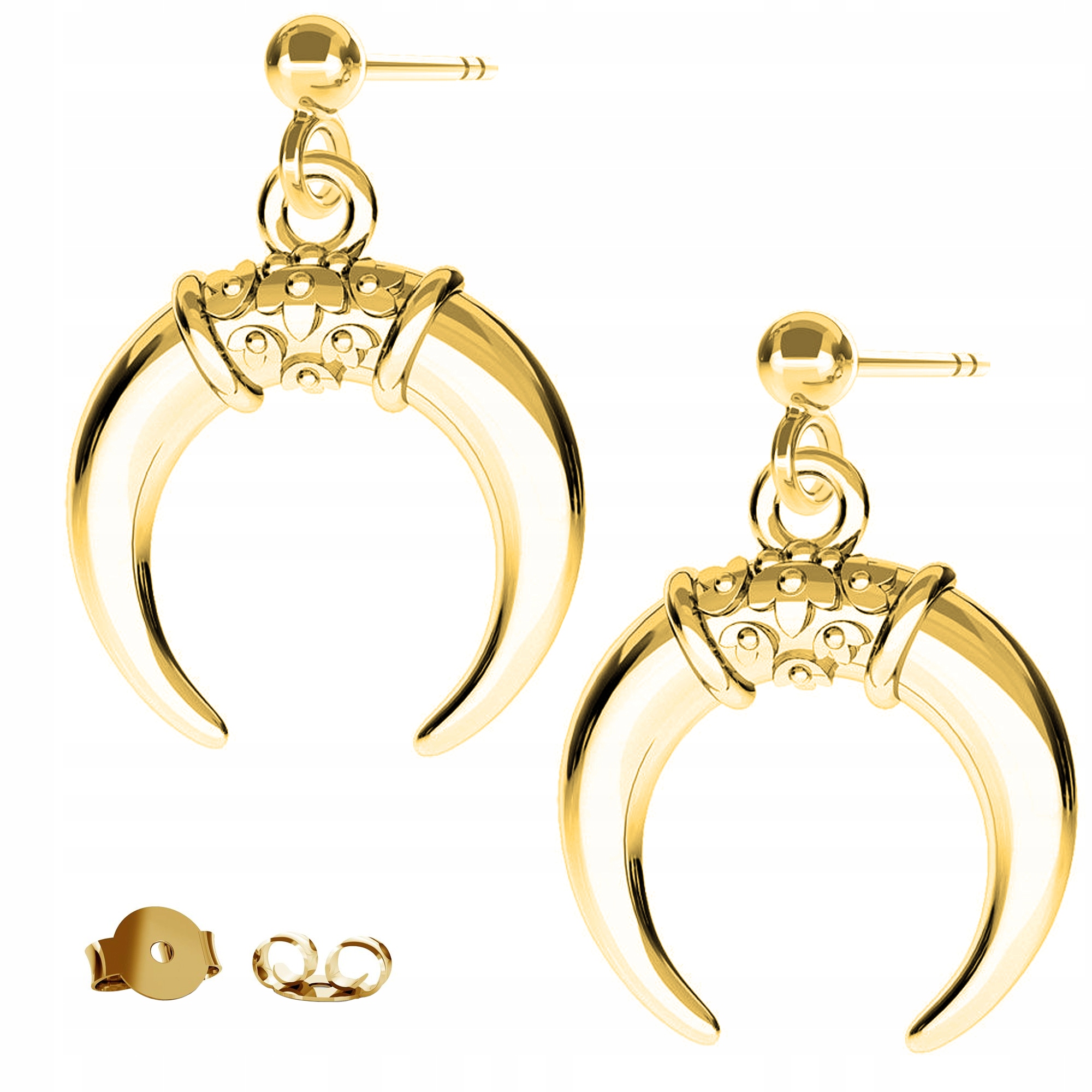 Náušnice zlaté Měsíc Rohy 925