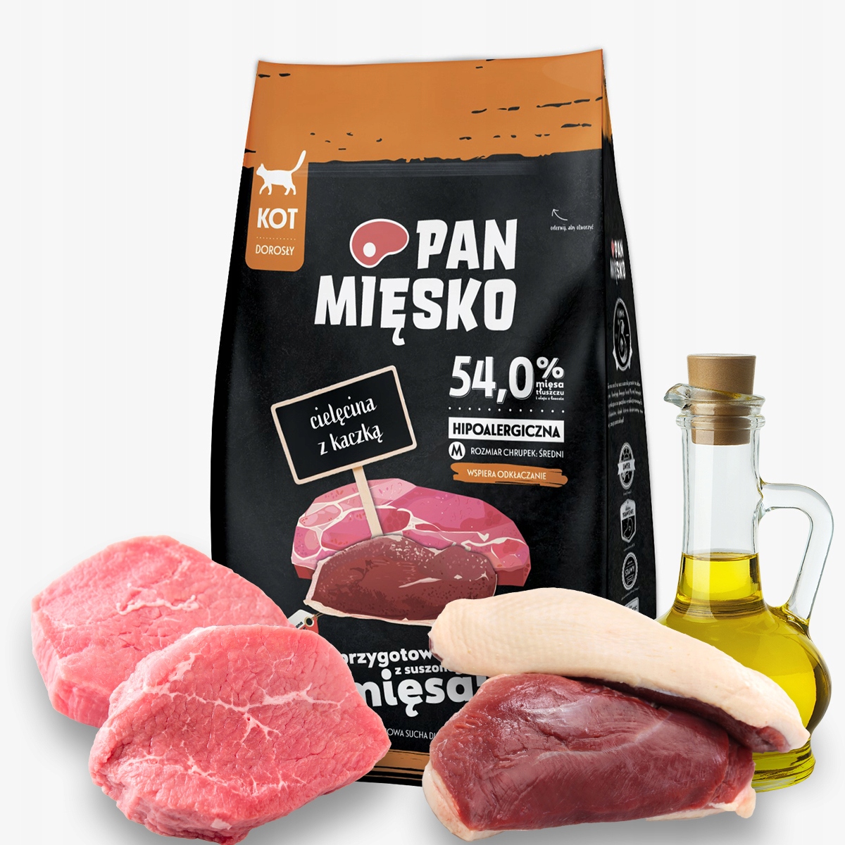 Pan Mięsko Cielęcina z Kaczką 5kg dla kotów chrupki M