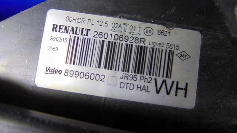light right front EU RENAULT SCENIC III LIFT 13-16 ROK