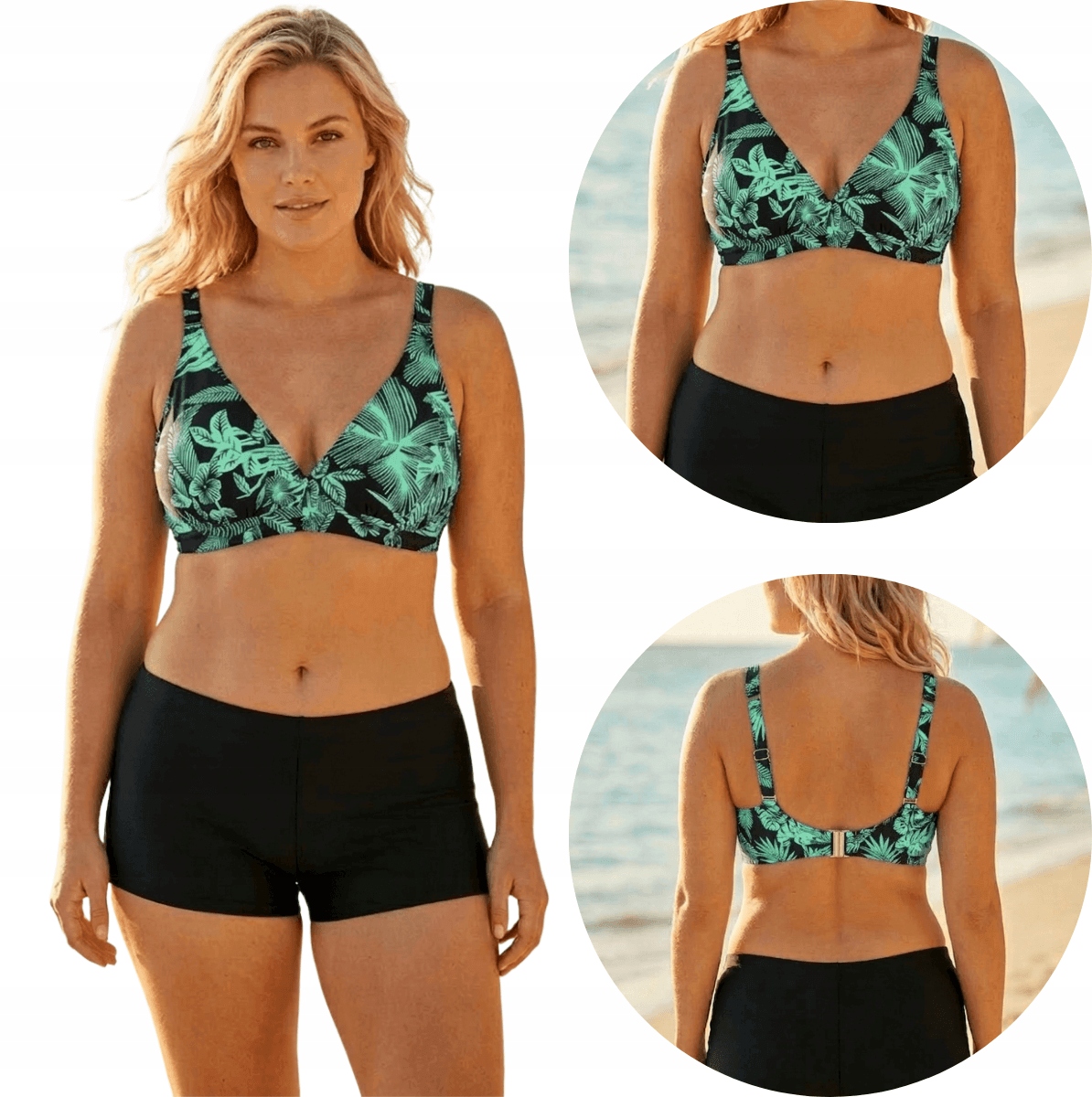 Dvoudílné plavky s košíčky, mátová barva, velikost 29781 3XL