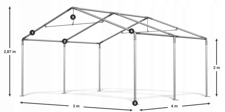 Тент Party Pavilion 3x4 м Warehouse DAS 560 S Довжина 4 м
